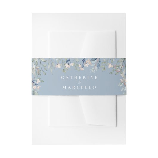 Bandeau De Faire-part Floral Cascade moderne Dusty Blue Mariage (Devant example)