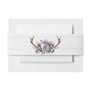 Bandeau De Faire-part Floral Deer Antler Bouquet Mariage rustique Monogr