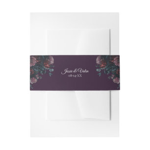 Bandeau De Faire-part Floral foncé violet élégant Mariage Maroon Mauve