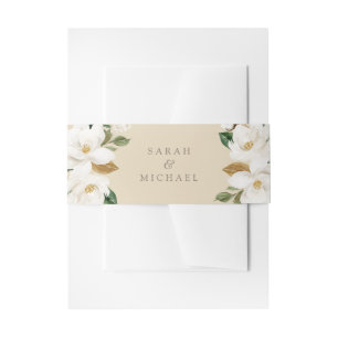 Bandeau De Faire-part Floral Magnolia Neutral Beige Mariage Élégant