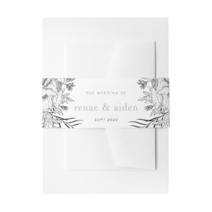 Bandeau De Faire-part Floral moderne noir et blanc