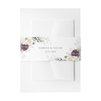 Bandeau De Faire-part Floral Purple Blanc Vert Or Mariage élégant