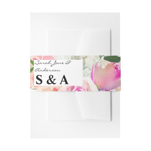 Bandeau De Faire-part Floral rose et gris (Devant example)