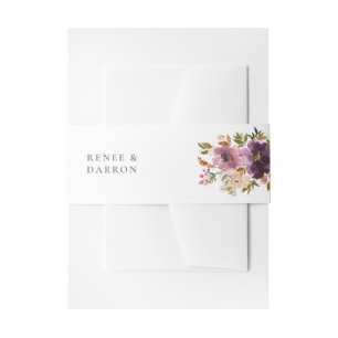 Bandeau De Faire-part Floral rose pourpre et bleu 2 Bande ventre d'invit
