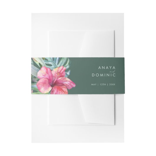 Bandeau De Faire-part Floral tropical coloré | Vert (Devant example)