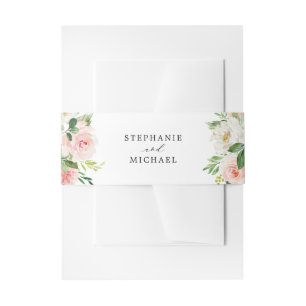 Bandeau De Faire-part Florales rose pâle Mariage botanique moderne