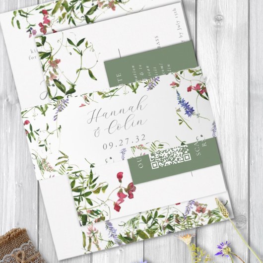 Bandeau De Faire-part Flores et verdure sauvages