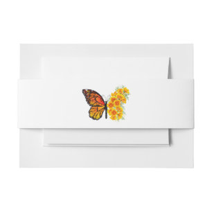 Bandeau De Faire-part Flower Butterfly with Yellow California Poppy