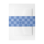 Bandeau De Faire-part Flower Checkered Pattern No. 01 - Light Blue (Devant example)