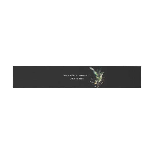 Bandeau De Faire-part Foliage tropical sauvage Mariage noir (Plat)