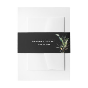 Bandeau De Faire-part Foliage tropical sauvage Mariage noir