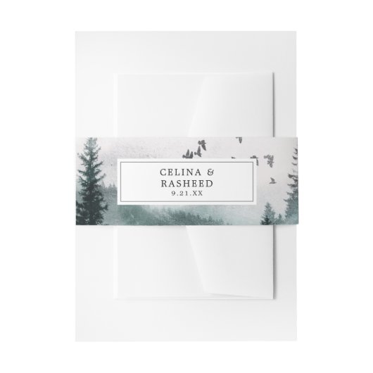 Bandeau De Faire-part Forêt naturelle, arbre et oiseaux (Devant example)