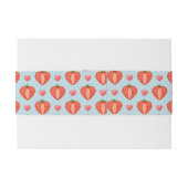 Bandeau De Faire-part Fraises de coeur avec le pois et les coeurs (Dos exemple)