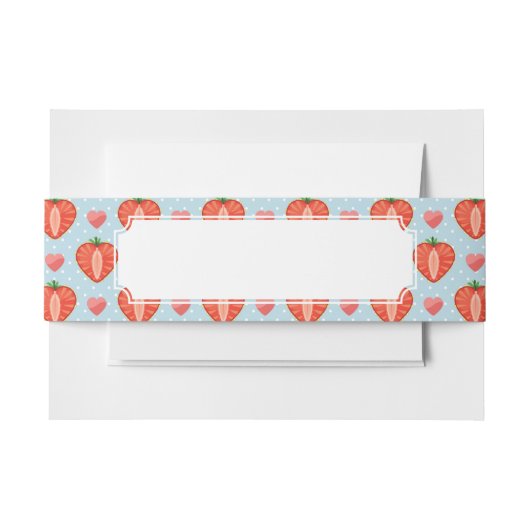 Bandeau De Faire-part Fraises de coeur avec le pois et les coeurs (Devant Example)