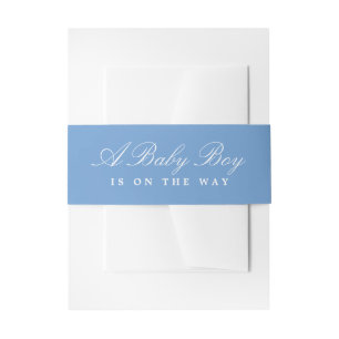 Bandeau De Faire-part French Blue and White Baby Boy est sur le chemin