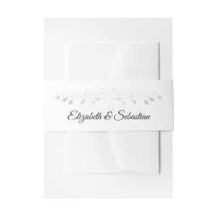 Bandeau De Faire-part Frontière florale argentée sur Mariage blanc