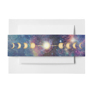Bandeau De Faire-part Galaxie céleste Phase de la lune Bande de ventre