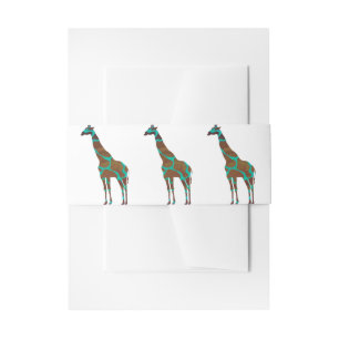 Bandeau De Faire-part Giraffe Siloette Brown et Turquoise
