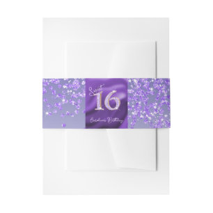 Bandeau De Faire-part Glamour Tombe Violet Pailleté Sweet 16