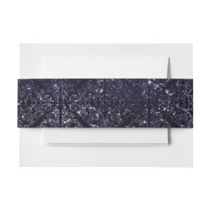 Bandeau De Faire-part Glimmery Indigo Grunge   Midnight Purple Damask
