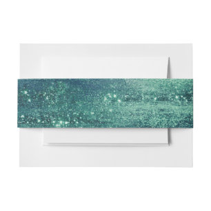 Bandeau De Faire-part Glitzy Foil   Glam Seafoam Green Faux Iridescente