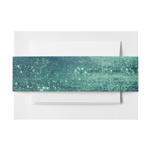 Bandeau De Faire-part Glitzy Foil | Glam Seafoam Green Faux Iridescente (Devant Example)
