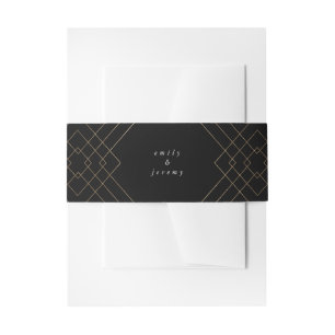 Bandeau De Faire-part Gold Black Elegance Diamond Geo Deco Mariage