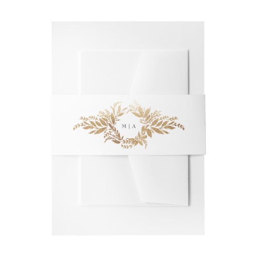 Bandeau De Faire-part gold botanical wreath double monogram wedding (Devant example)