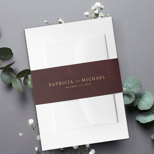 Bandeau De Faire-part Gold burgundy elegant wedding invitation