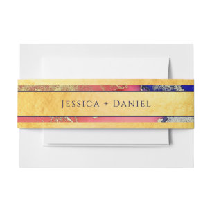 Bandeau De Faire-part Gold Faux Foil rose violet nommé Mariage