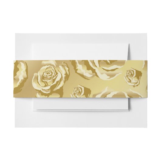 Bandeau De Faire-part Gold Floral Invitation Belly Band (Devant Example)
