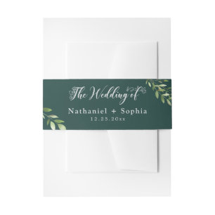 Bandeau De Faire-part Gold Green Le Mariage De Invitation Belly Band