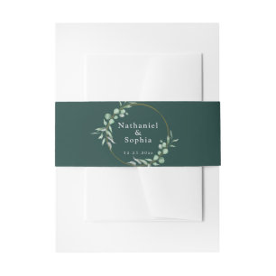 Bandeau De Faire-part Gold Green Le Mariage De Invitation Belly Band
