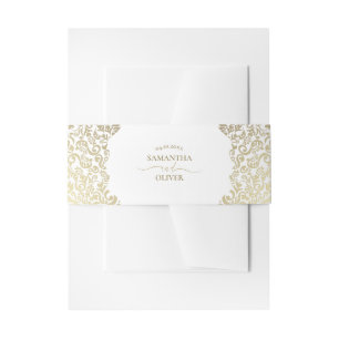 Bandeau De Faire-part Gold Mariage damassé