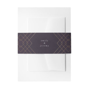 Bandeau De Faire-part Gold Purple Elegance Diamant Geo Déco Mariage