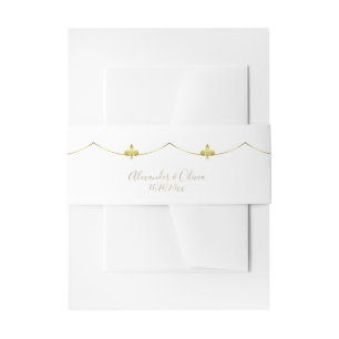 Bandeau De Faire-part Golden Fleur de Lis Invitation Belly Band