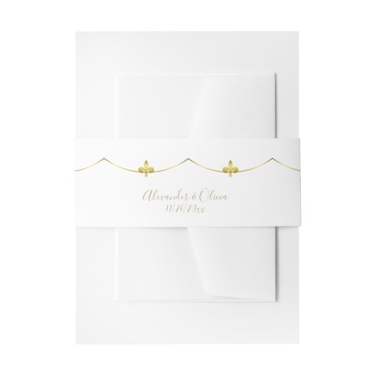 Bandeau De Faire-part Golden Fleur de Lis Invitation Belly Band (Devant example)