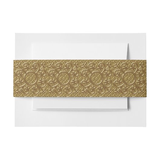 Bandeau De Faire-part Golden Floral Mariage Belly Band (Devant Example)