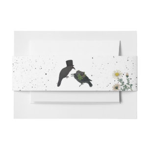 Bandeau De Faire-part Gothique Halloween noir Rose Corbeaux Mariage