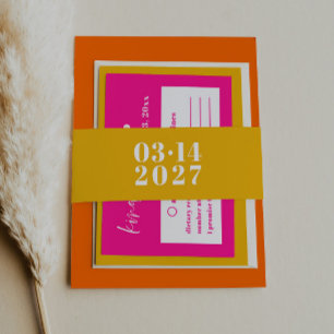 Bandeau De Faire-part Gras moderne Jaune Vibrant Faire-part de mariage