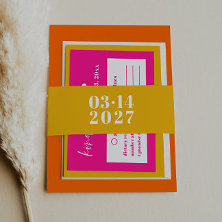 Bandeau De Faire-part Gras moderne Jaune Vibrant Faire-part de mariage