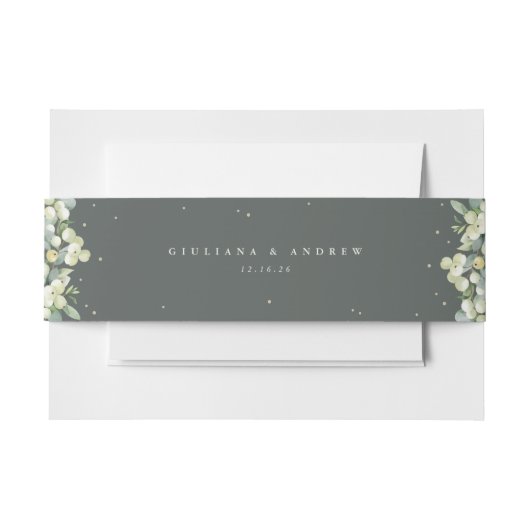 Bandeau De Faire-part Gray Green Snowberry+Eucalyptus Paysage Mariage (Devant Example)