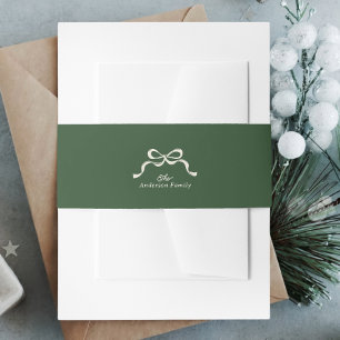 Bandeau De Faire-part Green Bow Invitation Belly Band