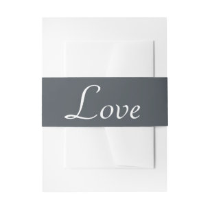 Bandeau De Faire-part Gris Ardoise & Blanc Love Wedding Party