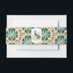 Bandeau De Faire-part Groupe Belly Invitation Peacock<br><div class="desc">Cette bande de ventre d'invitation est présentée dans un joli imprimé turquoise et or couleur floral et art paon. Customisez cet objet ou achetez tel quel. Images autorisées</div>