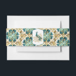 Bandeau De Faire-part Groupe Belly Invitation Peacock<br><div class="desc">Cette bande de ventre d'invitation est présentée dans un joli imprimé turquoise et or couleur floral et art paon. Customisez cet objet ou achetez tel quel. Images autorisées</div>