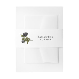 Bandeau De Faire-part Halloween gothique noir Rose Mariage blanc