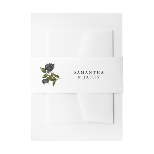Bandeau De Faire-part Halloween gothique noir Rose Mariage blanc (Devant example)