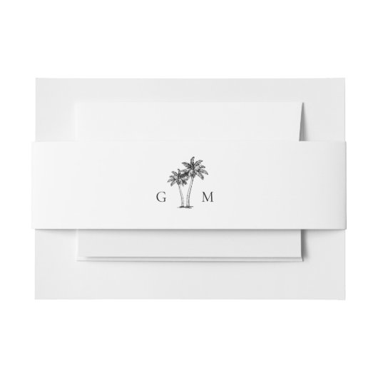 Bandeau De Faire-part Hand Drawn Palm Tree Monogram Destination Wedding (Devant Example)