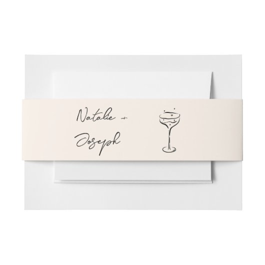 Bandeau De Faire-part Hand Drawn Written Retro Champagne Wedding (Devant Example)
